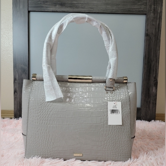 Kate Spade Knightsbridge Constance Large Satchel Tote โ Soft Taupe Croc Embossed - Picture 9 of 12